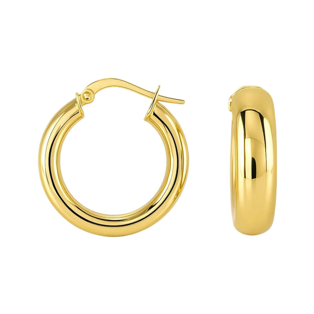 Wide Medium Hoop with Snap Lock in 14K Yellow Gold