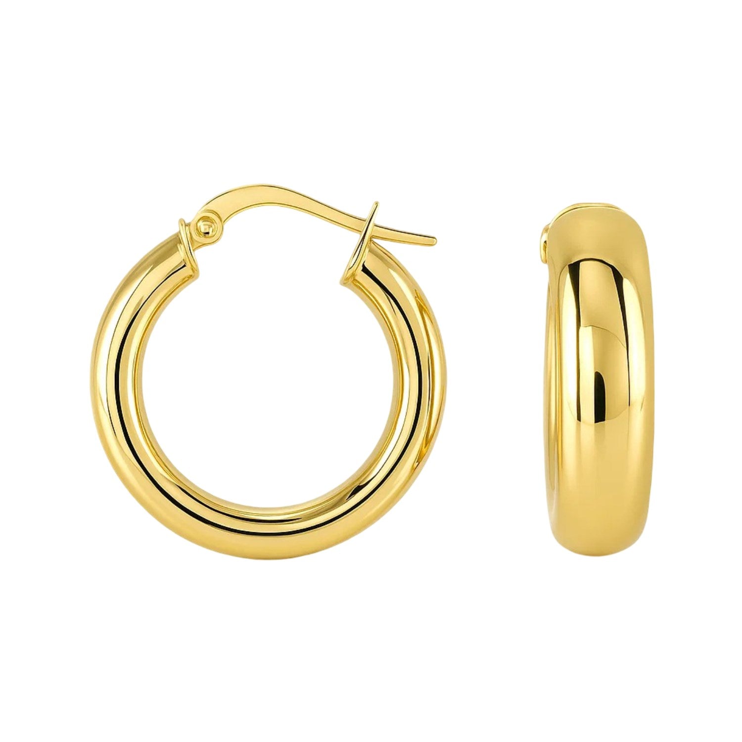 Wide Medium Hoop with Snap Lock in 14K Yellow Gold