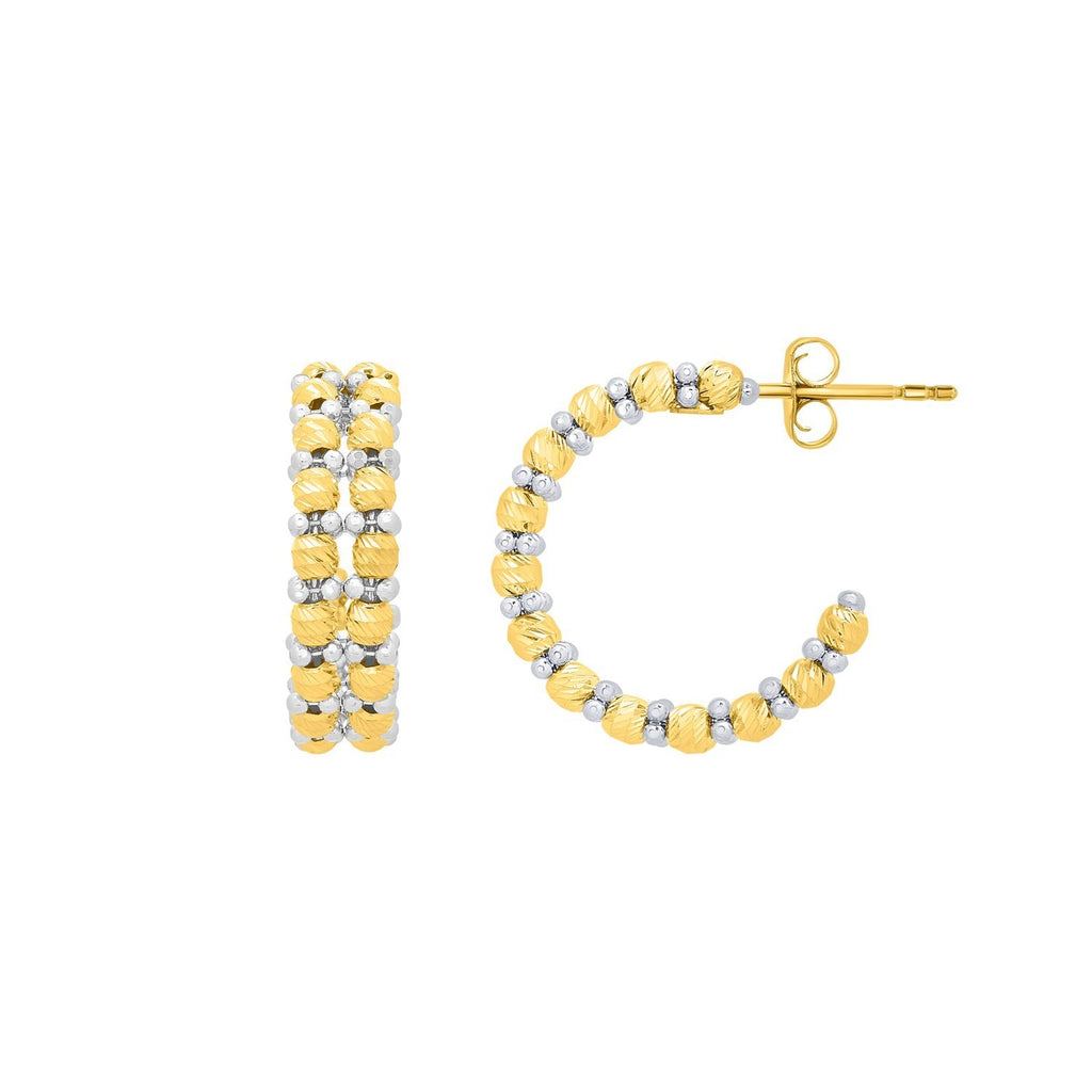 Hoop with Pallina Beads in 14K Two-Tone Gold