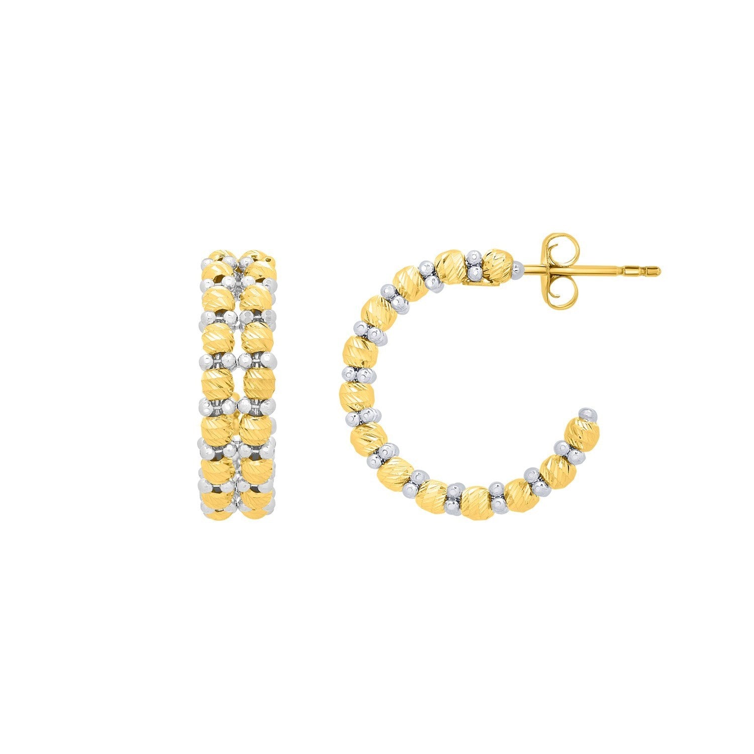 Hoop with Pallina Beads in 14K Two-Tone Gold