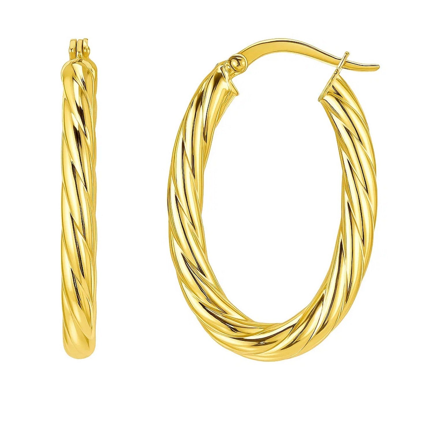 Twisted Cable Oval Hoop in 14K Yellow Gold
