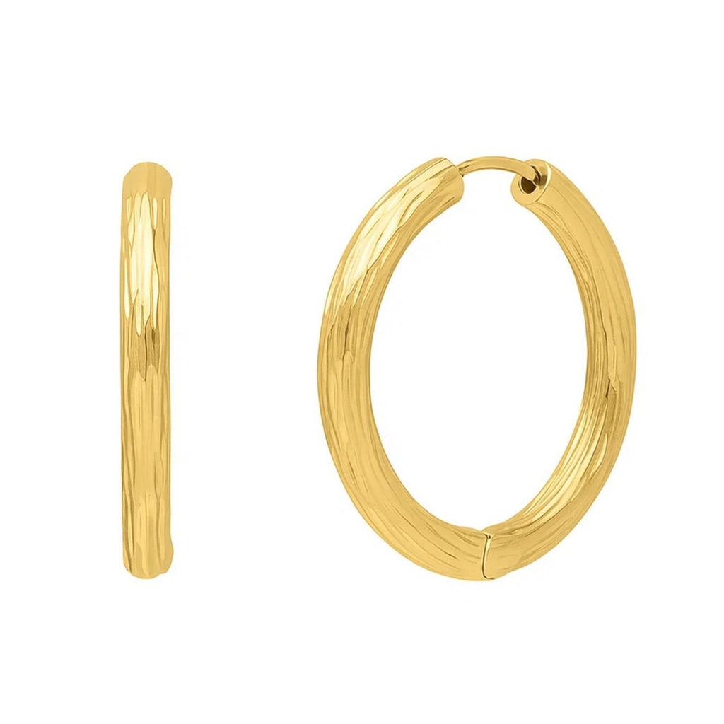 Endless Engraved Round Hoop in 14K Yellow Gold