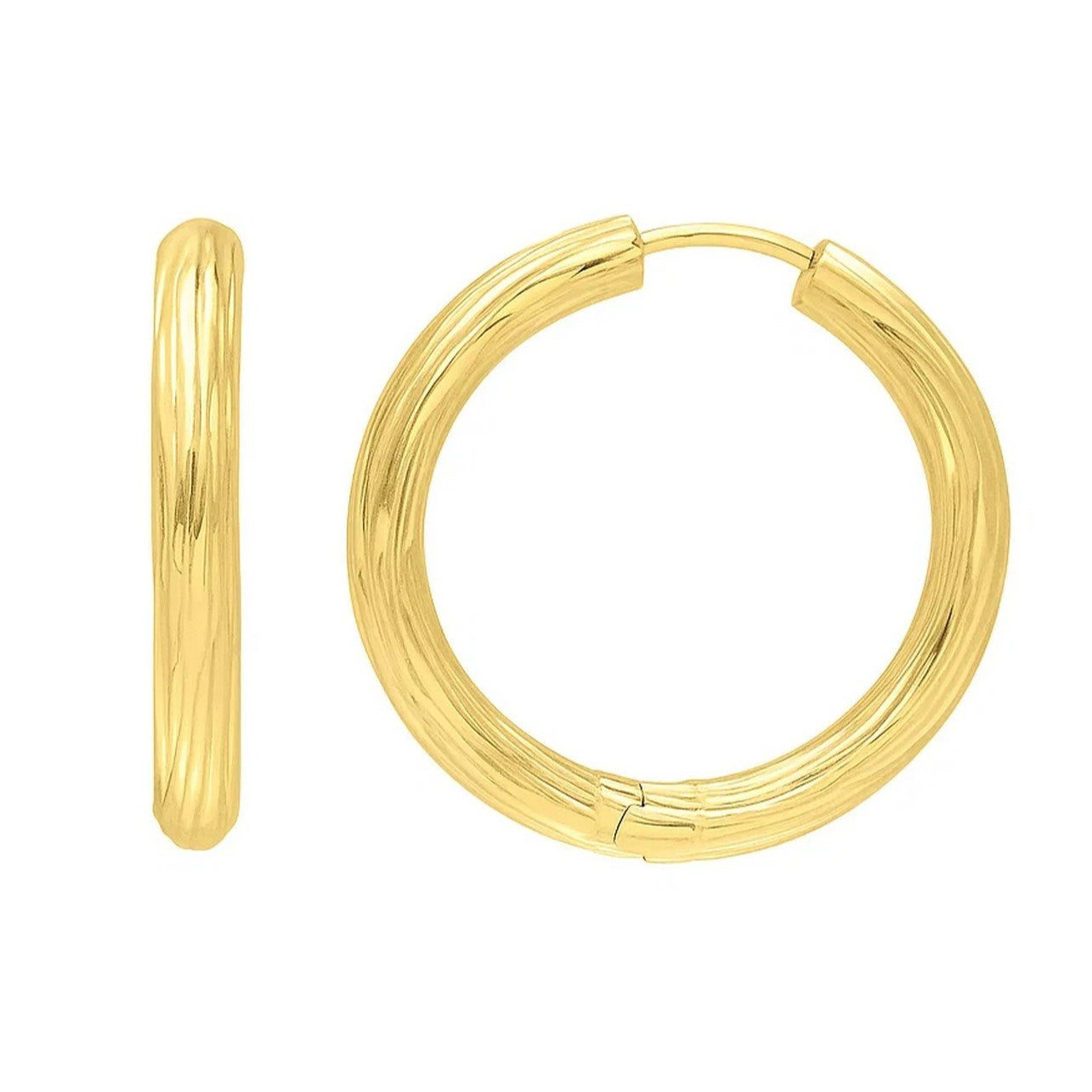 Endless Engraved Round Hoop in 14K Yellow Gold