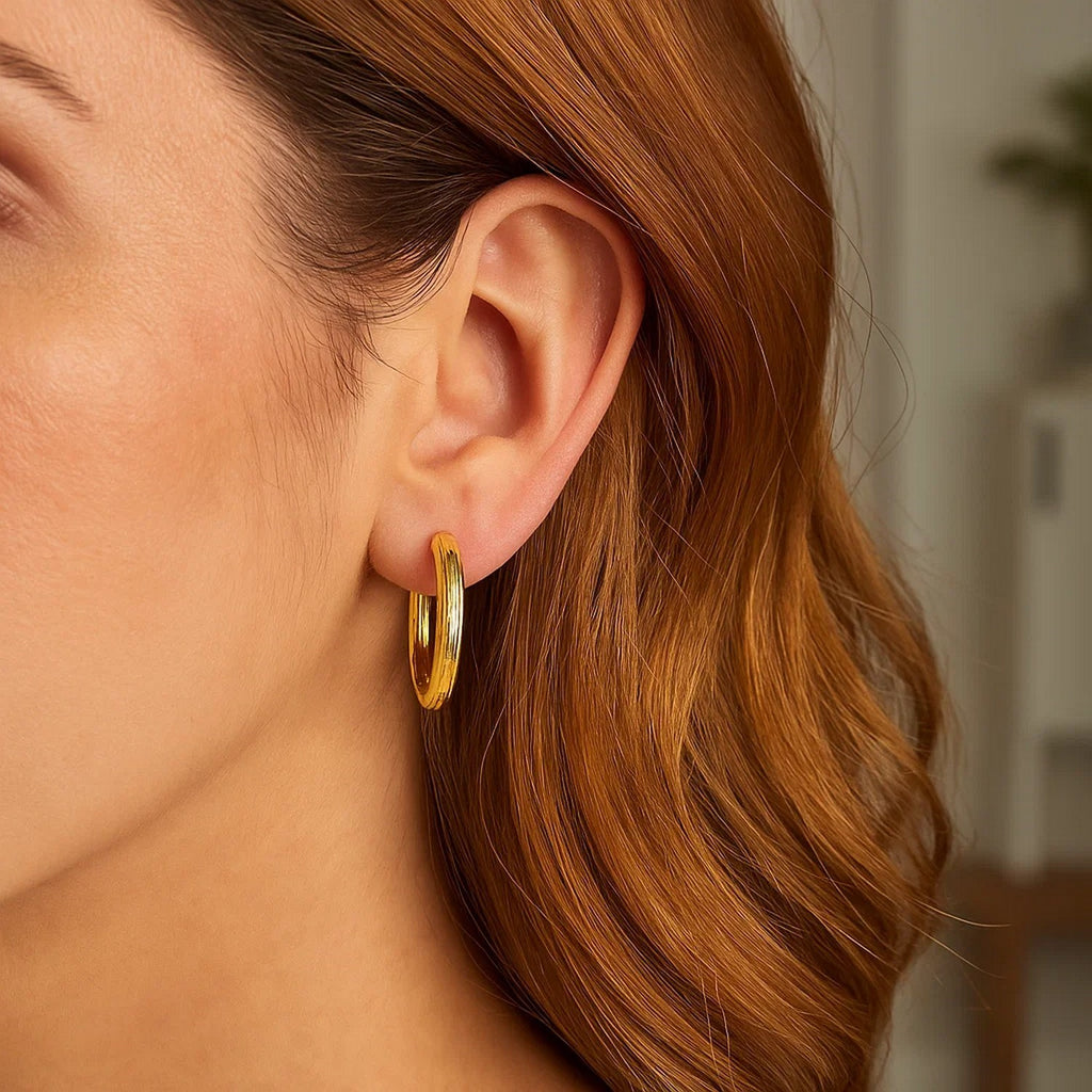 Endless Engraved Round Hoop in 14K Yellow Gold