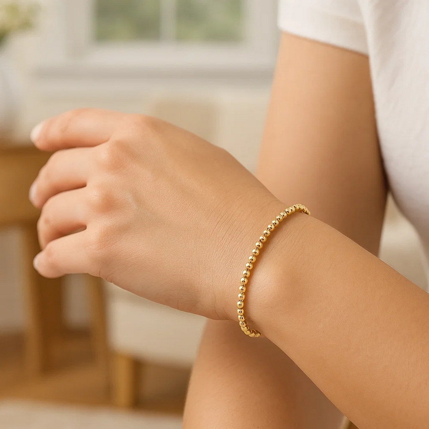 Moon Cut Bead Stretch in 14KT Yellow Gold