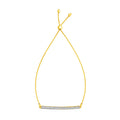 Adjustable with Textured Bar and Diamonds in 14KT Yellow Gold
