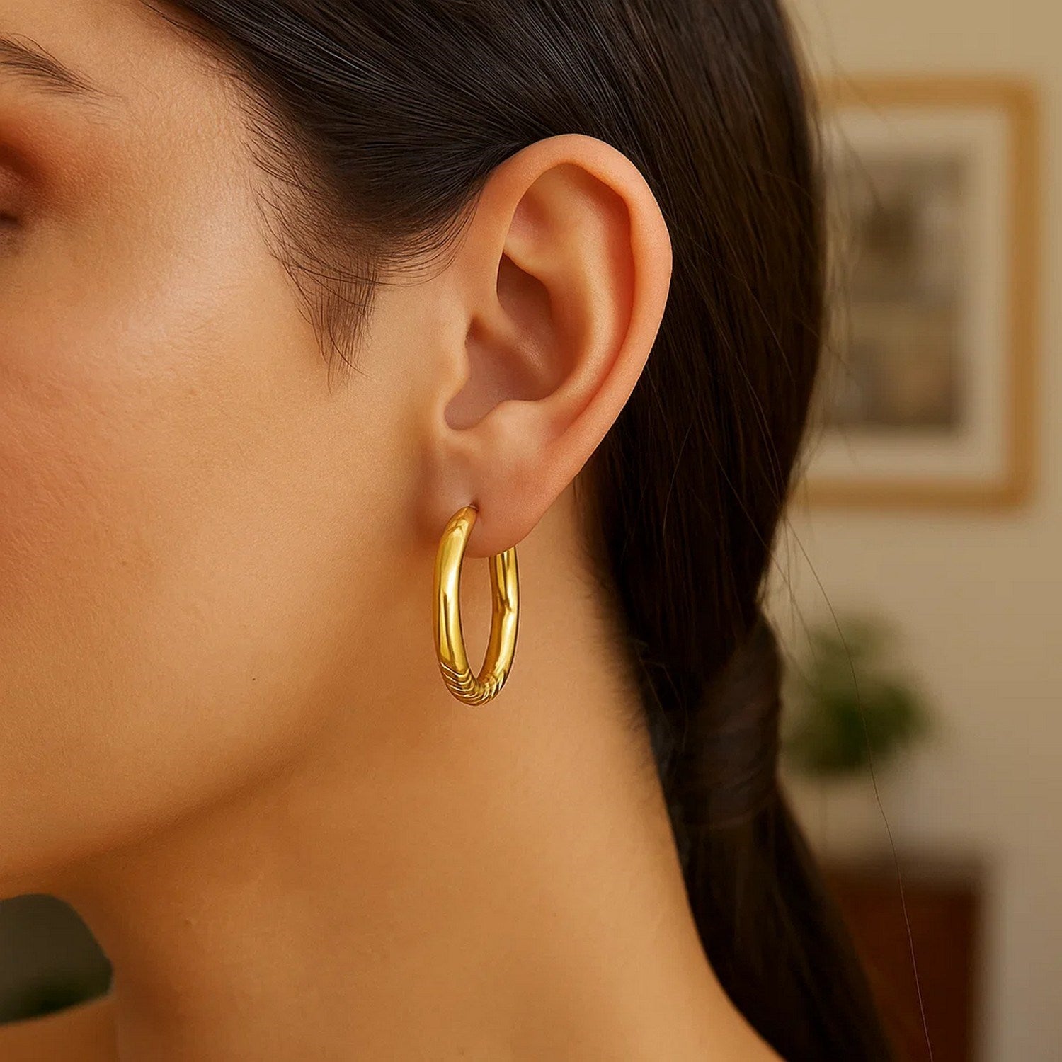 Twisted Large Hoop in 14K Yellow Gold