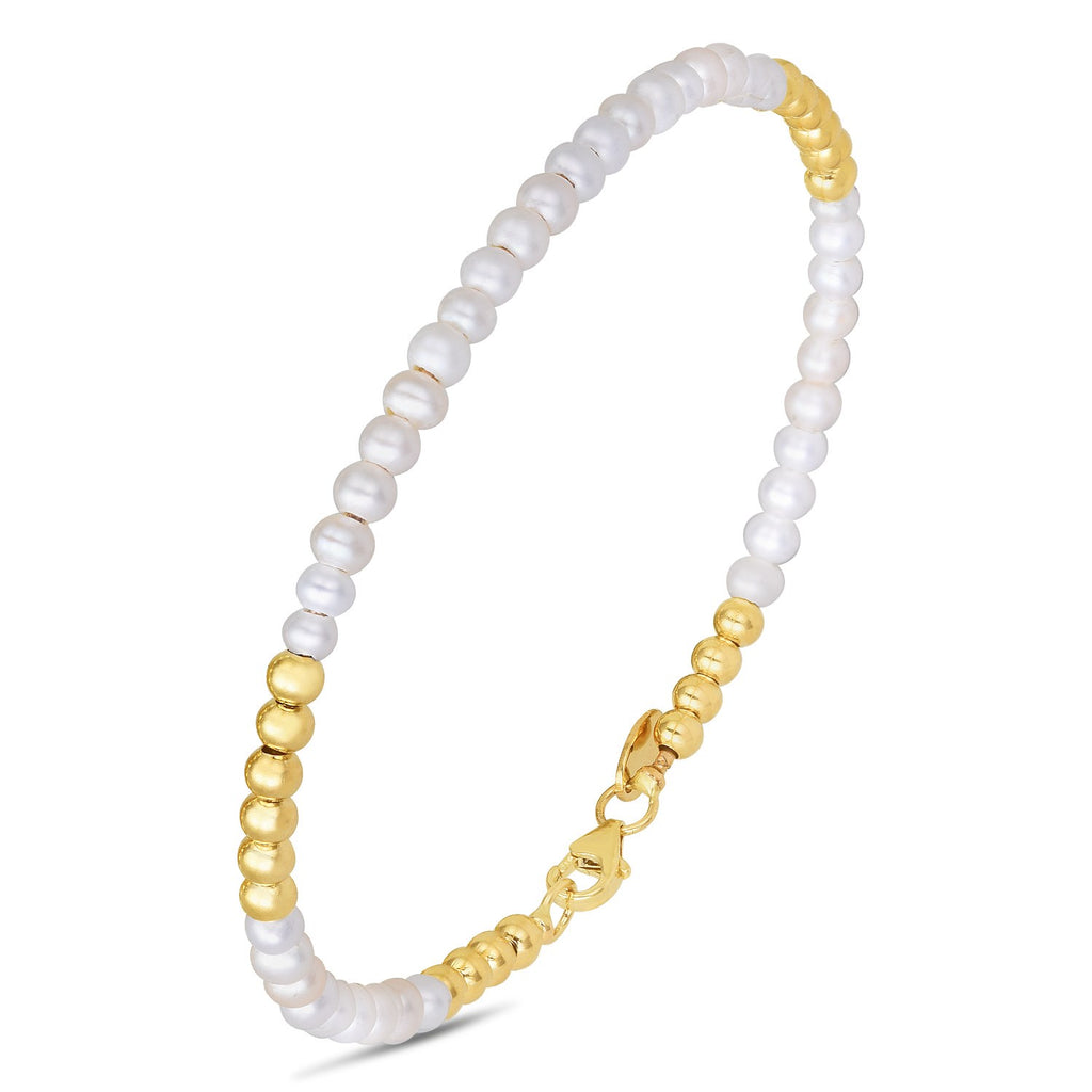 High Polish Freshwater Pearl Pallina Bead in 14KT Yellow Gold