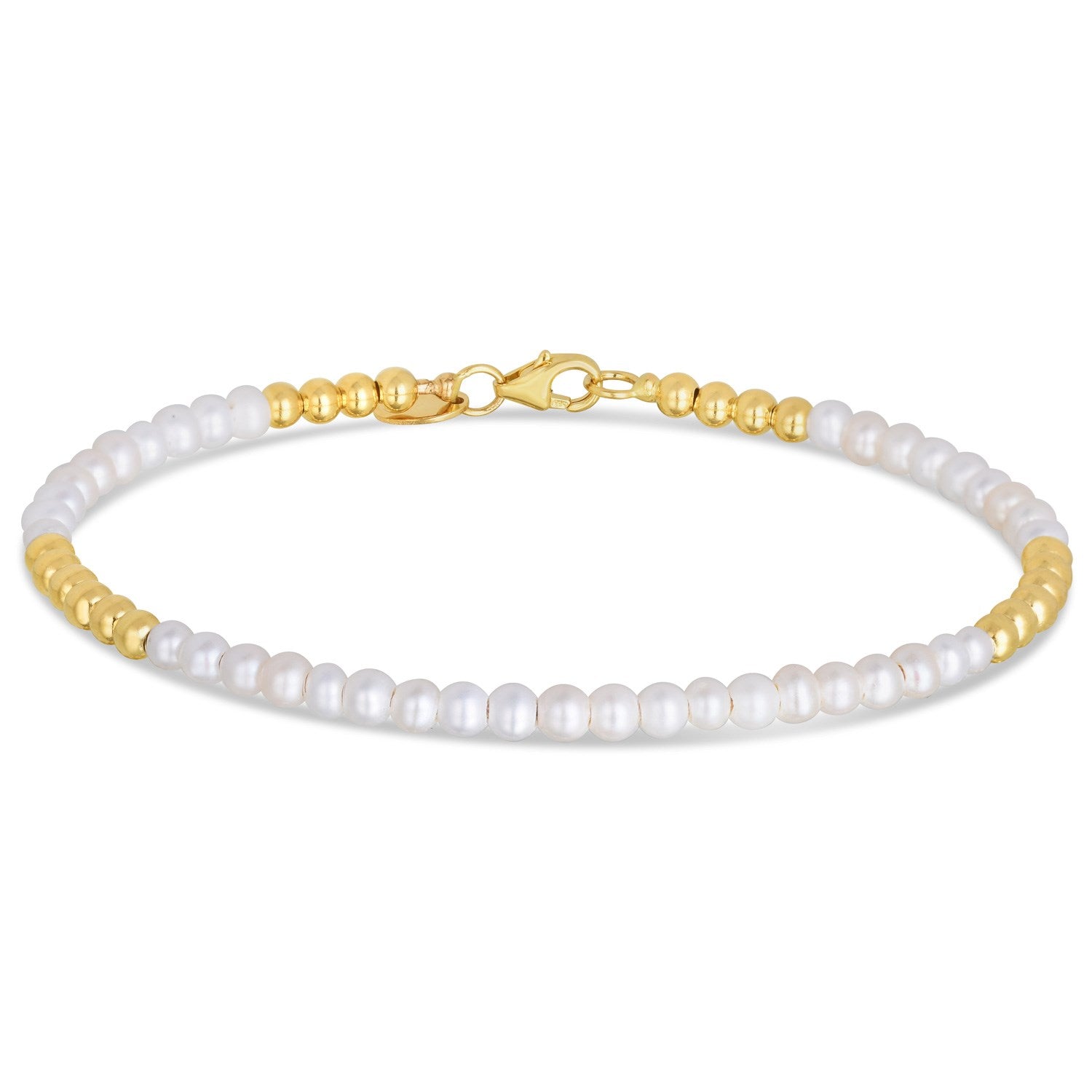 High Polish Freshwater Pearl Pallina Bead in 14KT Yellow Gold