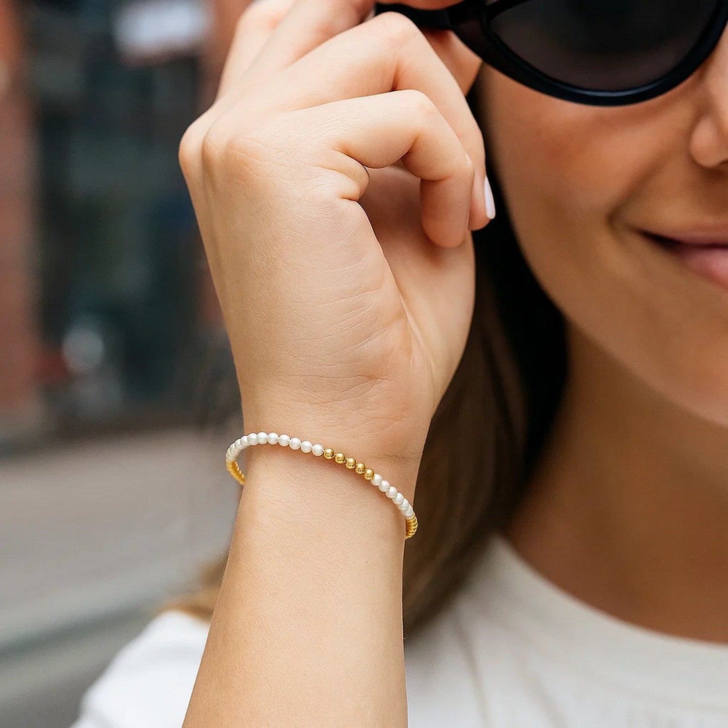 High Polish Freshwater Pearl Pallina Bead in 14KT Yellow Gold