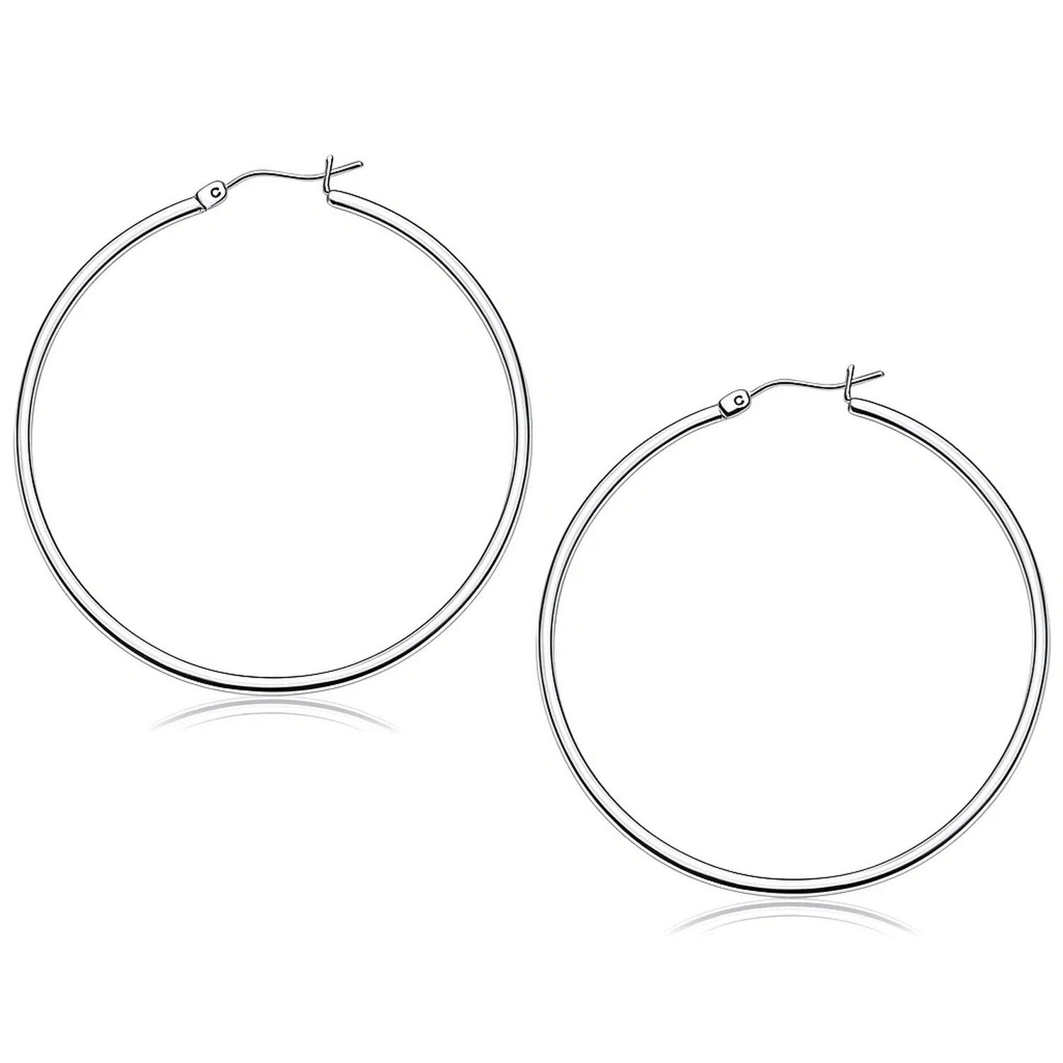 Polished Hoop in 14K White Gold