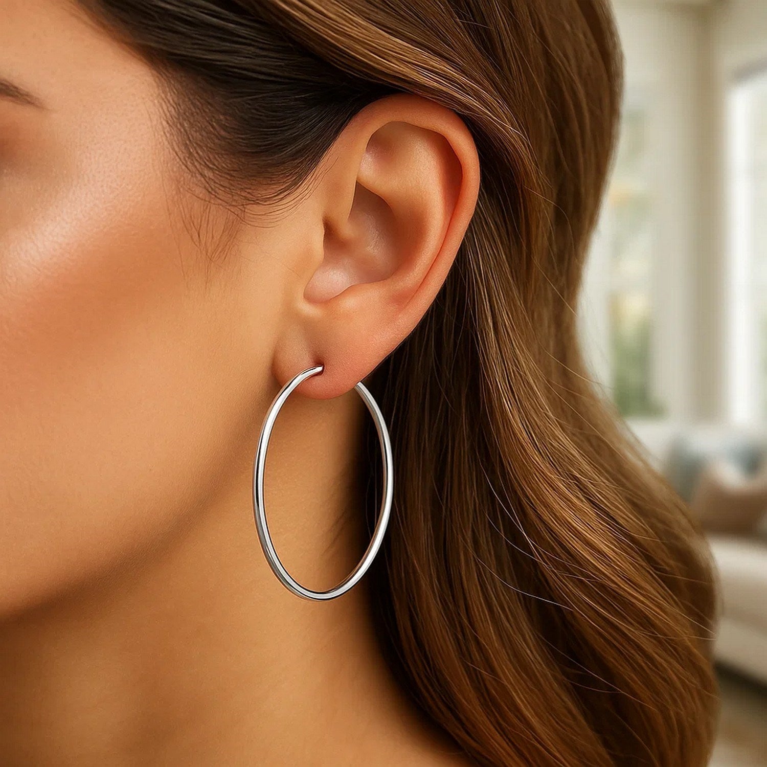 Polished Hoop in 14K White Gold