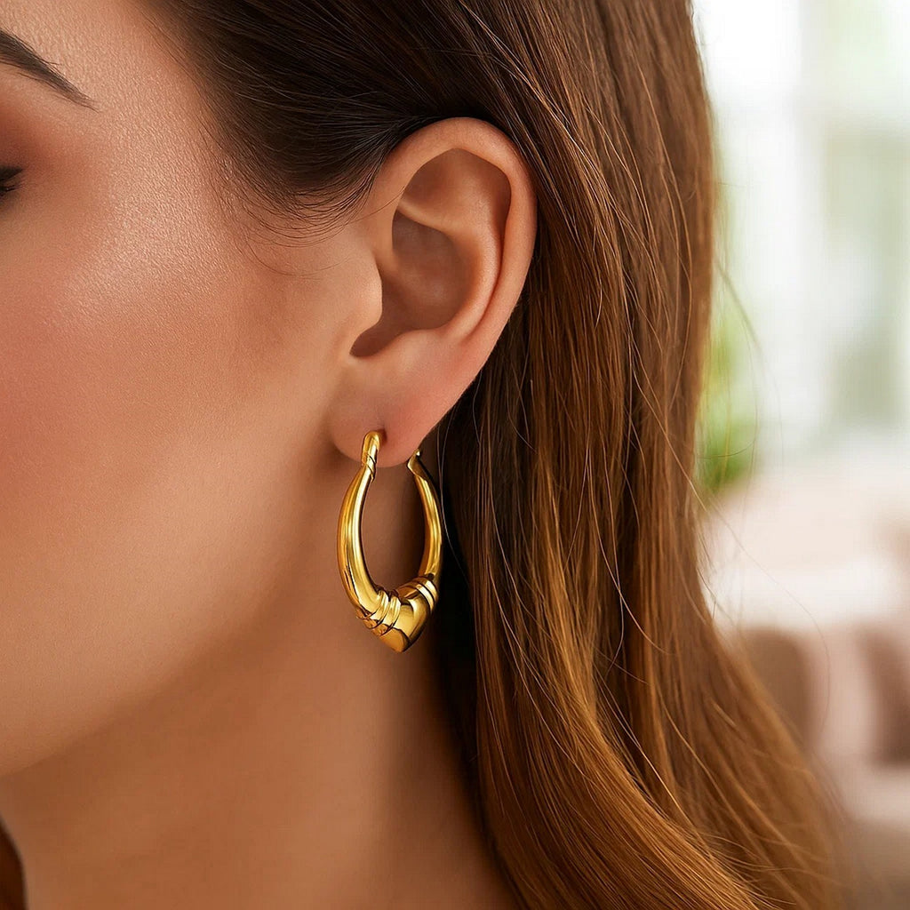 Large Heart Hoop in 14K Yellow Gold