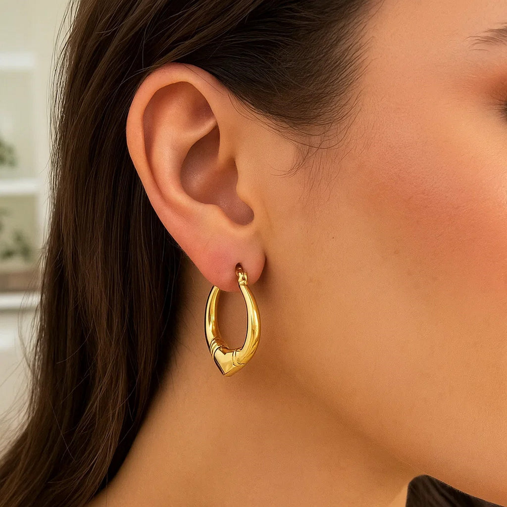 Large Heart Hoop in 14K Yellow Gold