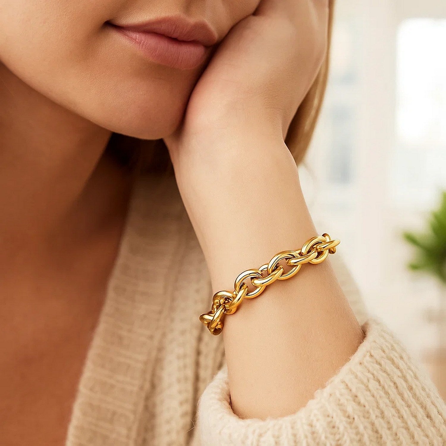 Polished Cable Motif in 14KT Yellow Gold