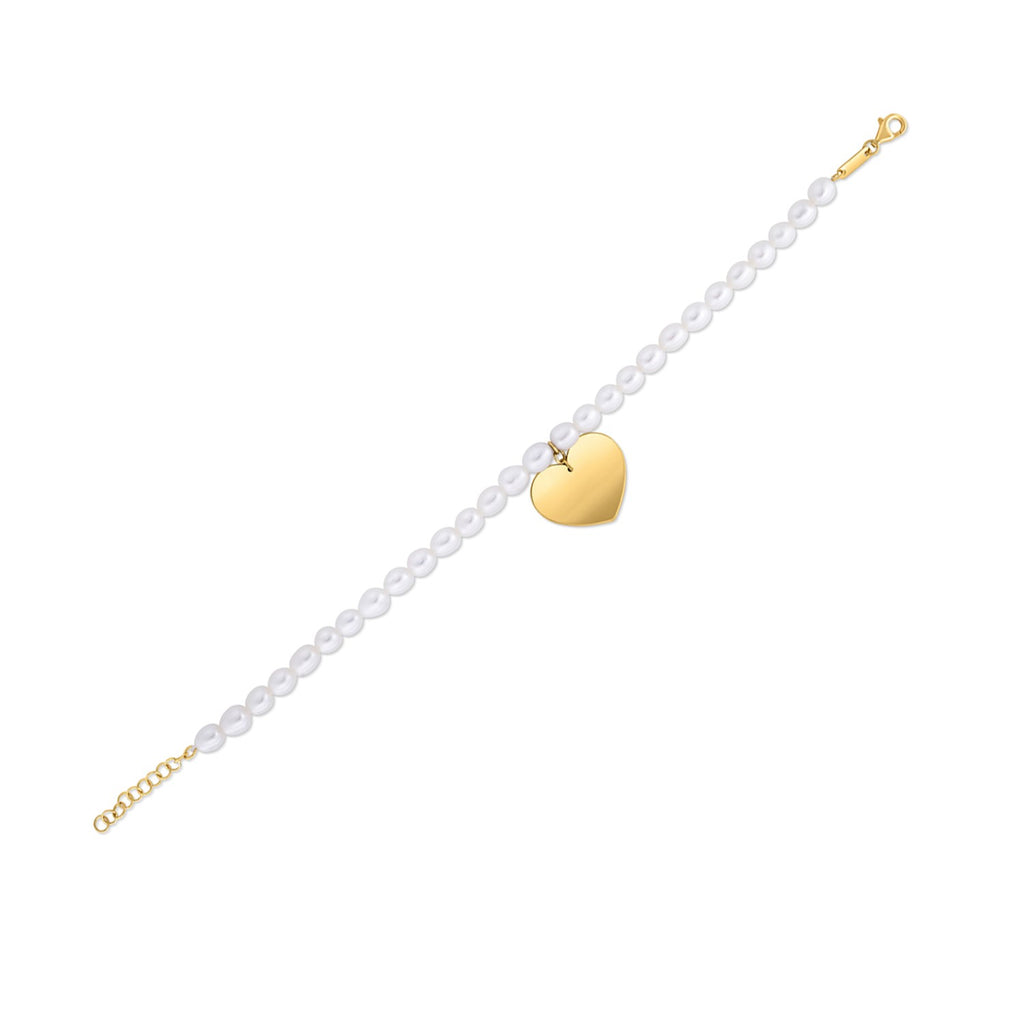 Pearl Heart Charm in 14KT Yellow Gold