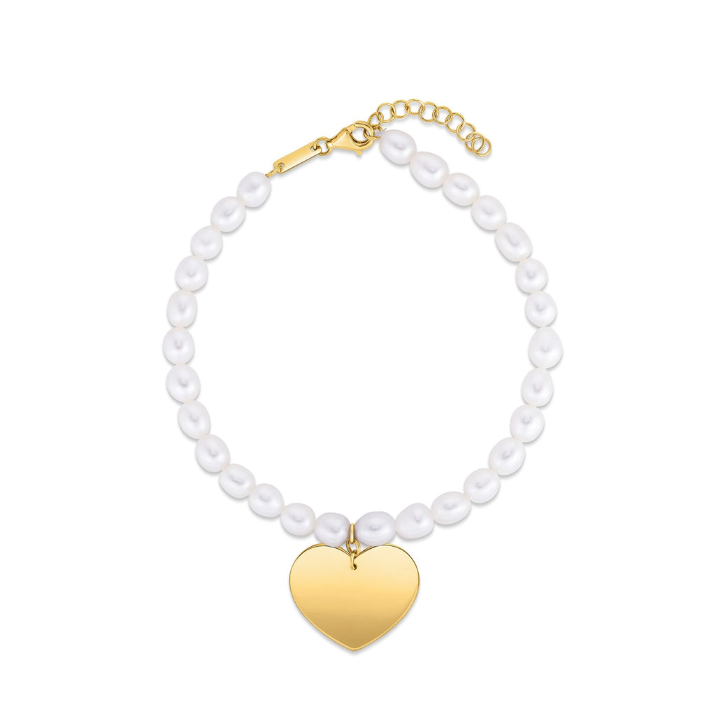 Pearl Heart Charm in 14KT Yellow Gold