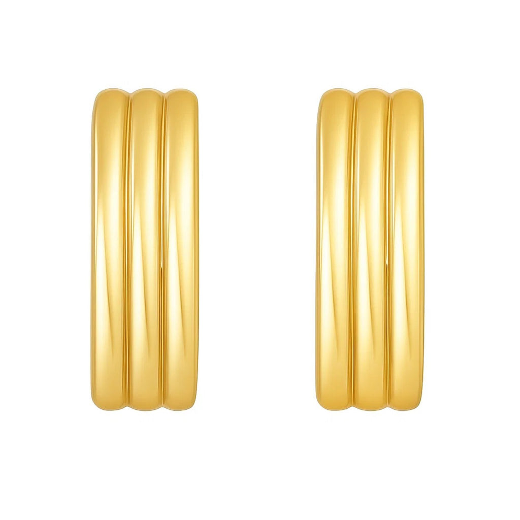 Fancy Oval Triple Row Hoop in 14K Yellow Gold