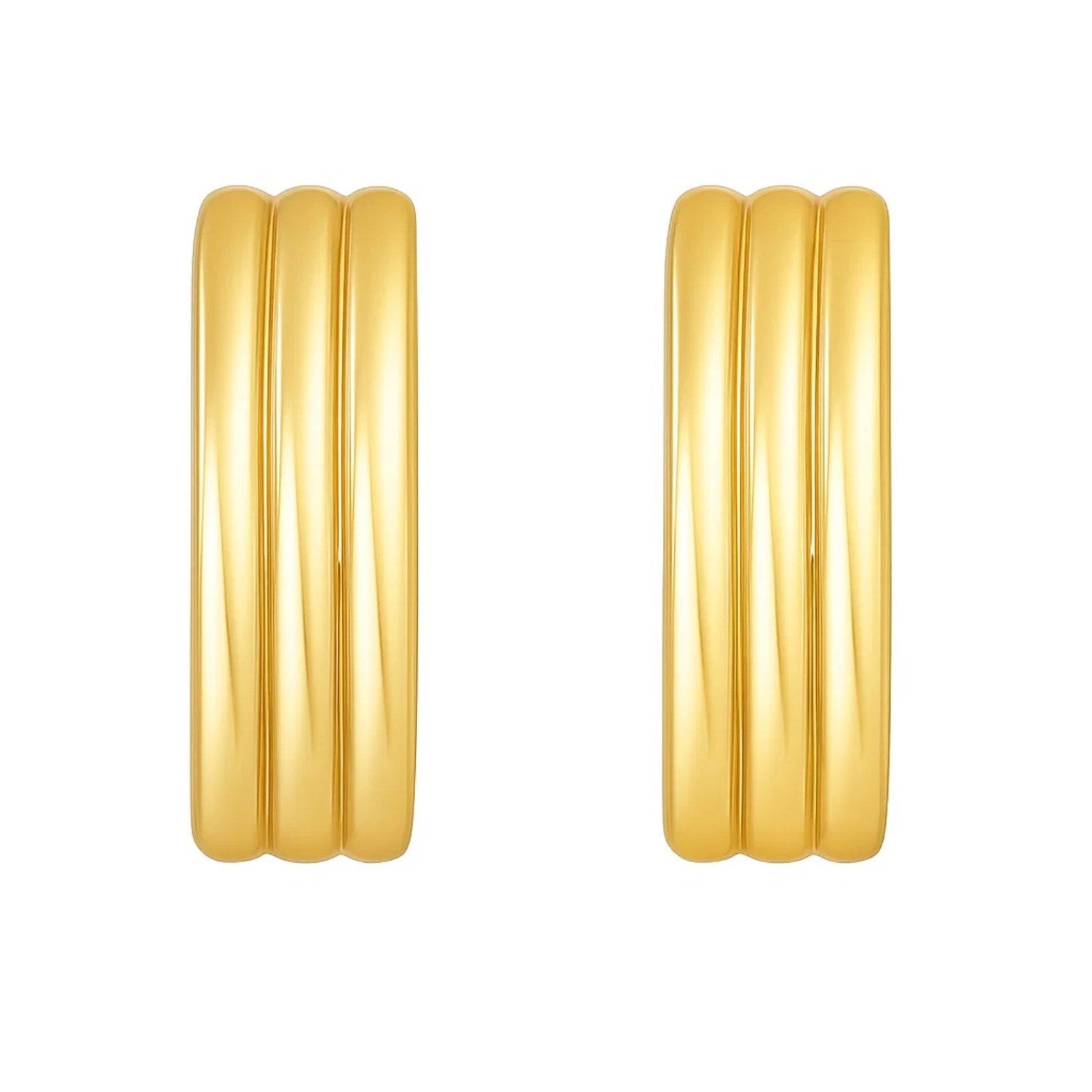 Fancy Oval Triple Row Hoop in 14K Yellow Gold