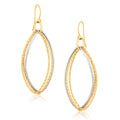 Textured Triple Oval Shape Drop in 14K Two-Tone Gold