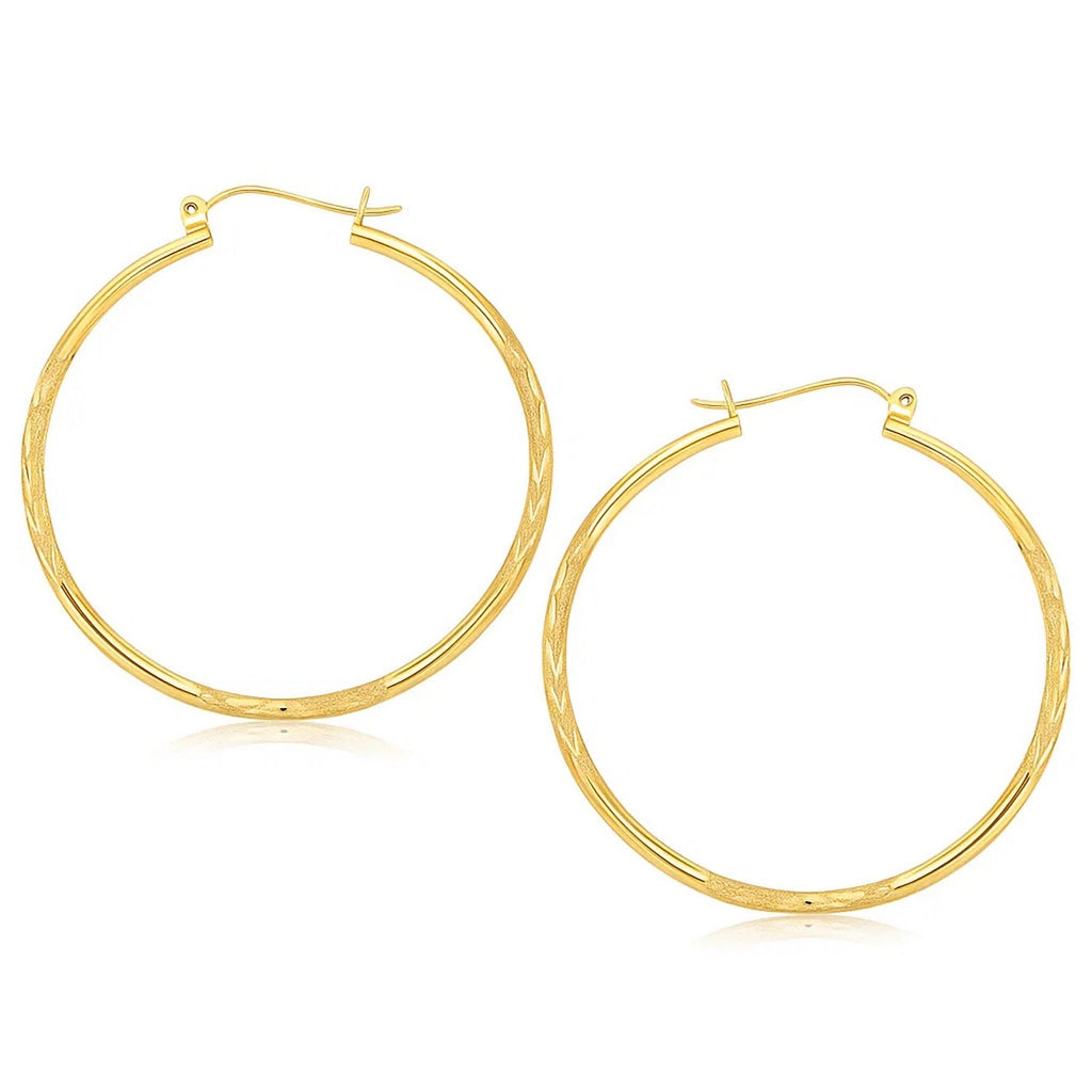Fancy Diamond Cut Extra Large Hoop in 14K Yellow Gold