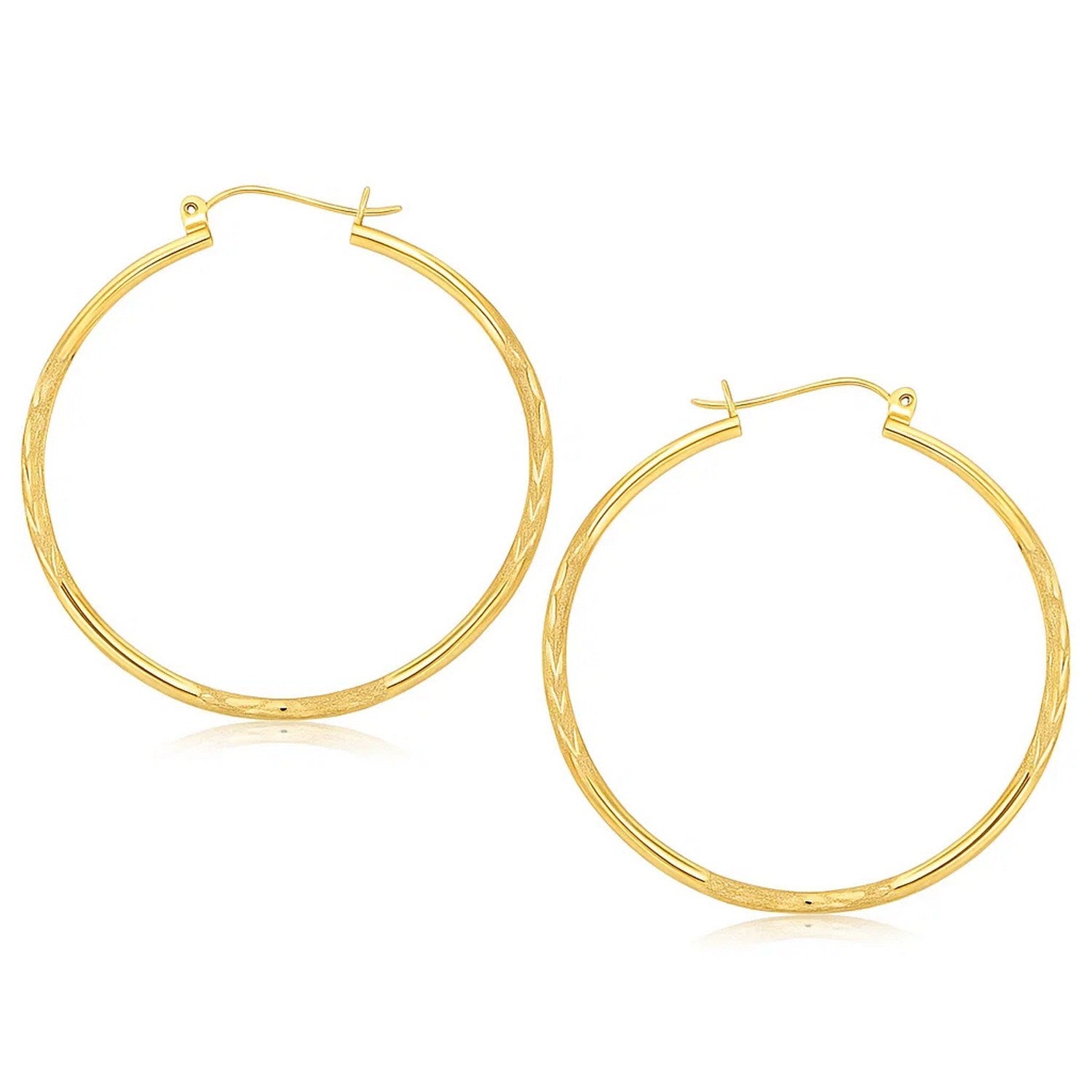 Fancy Diamond Cut Extra Large Hoop in 14K Yellow Gold