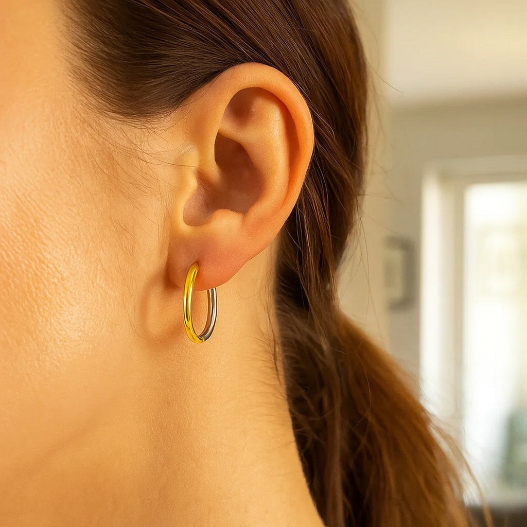 Hoop in a Hinged Style in 14K Two-Tone Gold