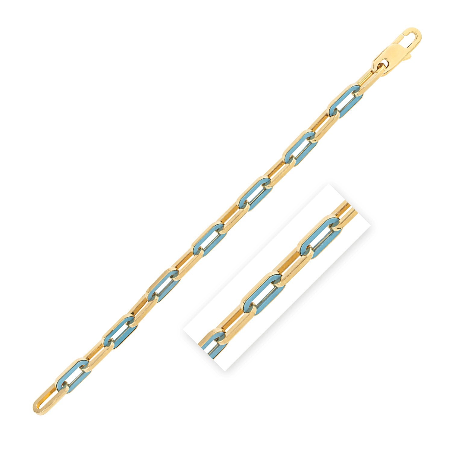 Turquoise Paperclip Gem Link in 14KT Yellow Gold