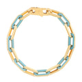 Turquoise Paperclip Gem Link in 14KT Yellow Gold