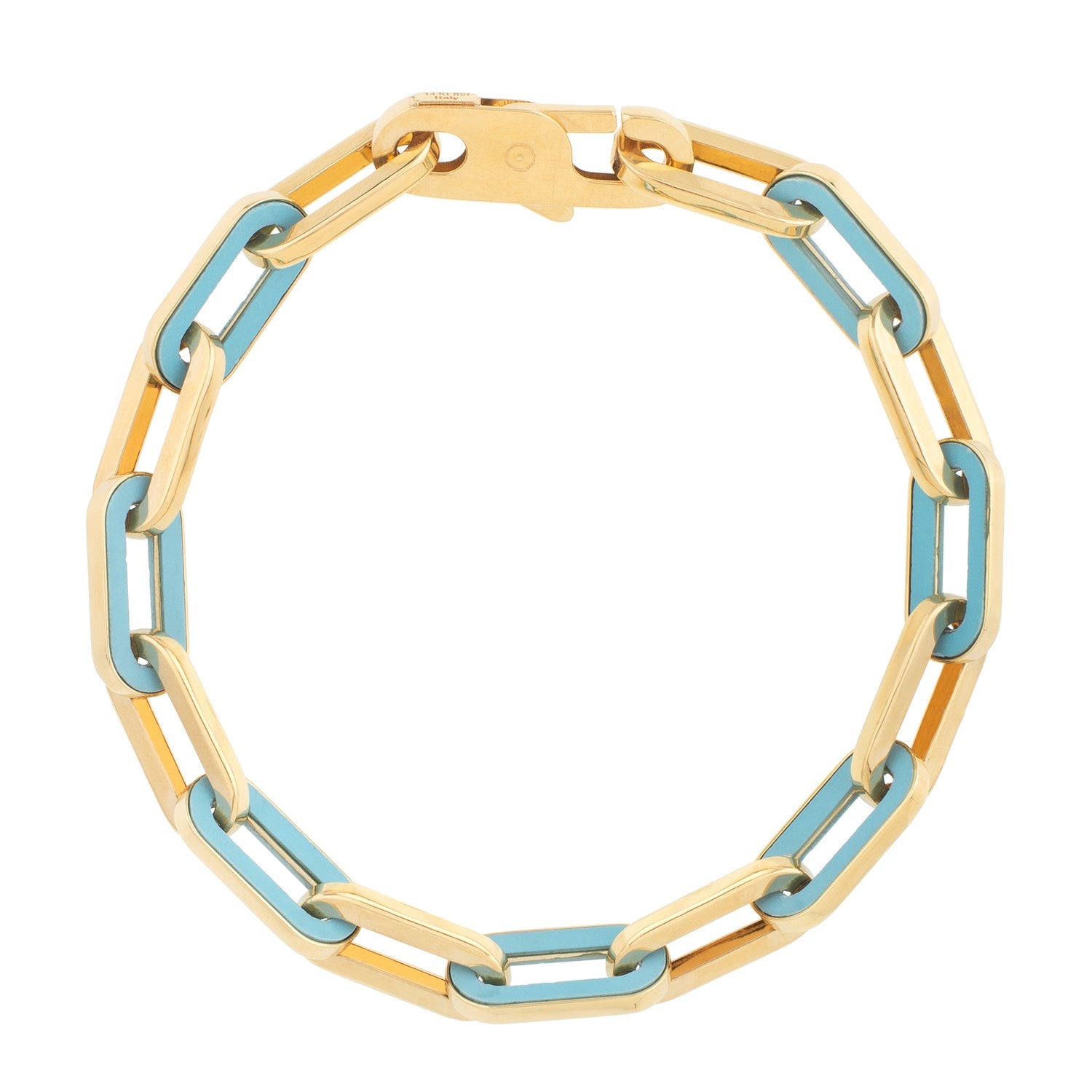 Turquoise Paperclip Gem Link in 14KT Yellow Gold