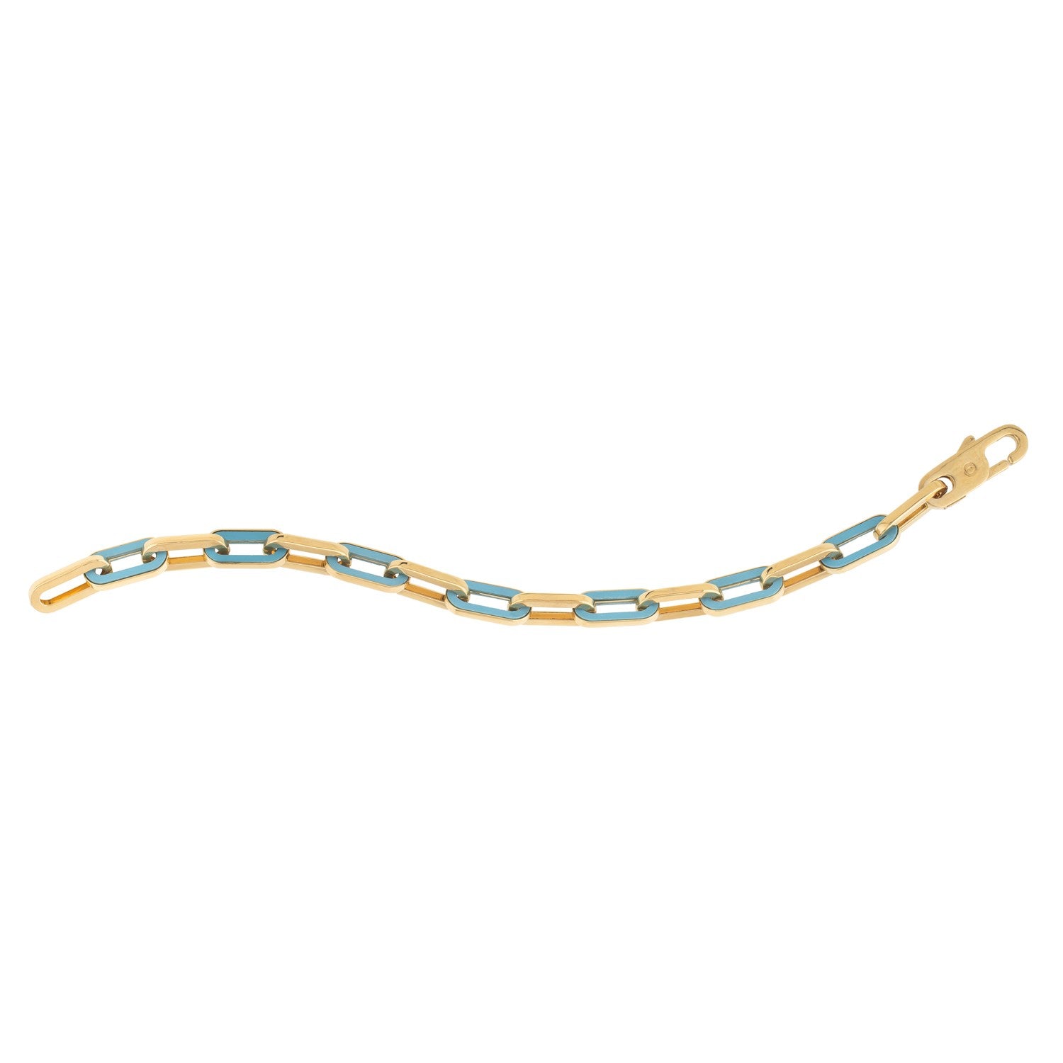 Turquoise Paperclip Gem Link in 14KT Yellow Gold