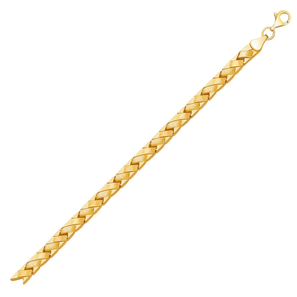Fancy Basket Weave Line in 14KT Yellow Gold