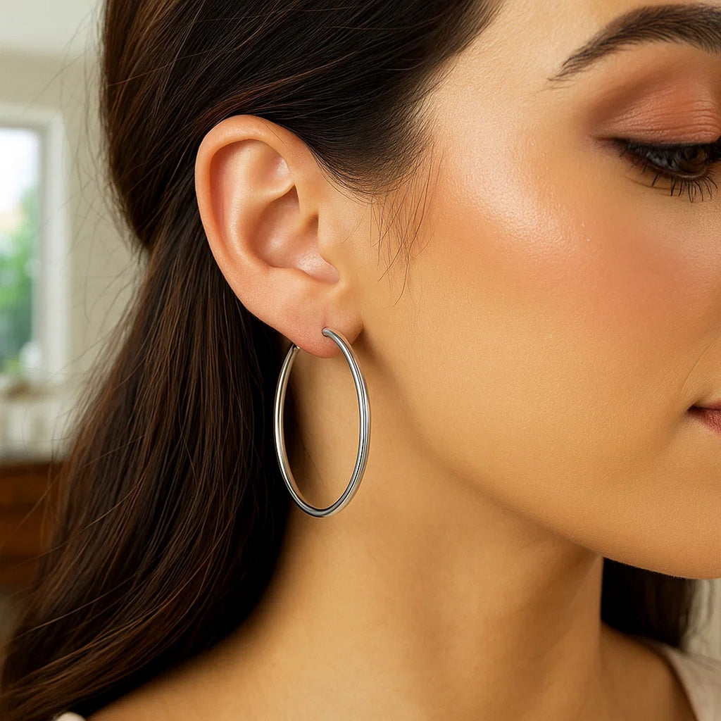 Polished Hoop in 14K White Gold