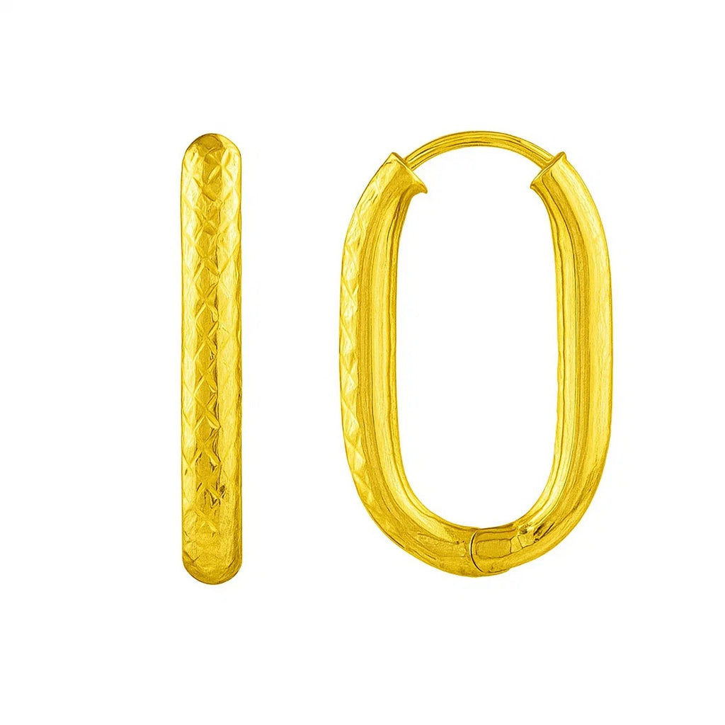 Endless Engraved Paperclip Hoop in 14K Yellow Gold