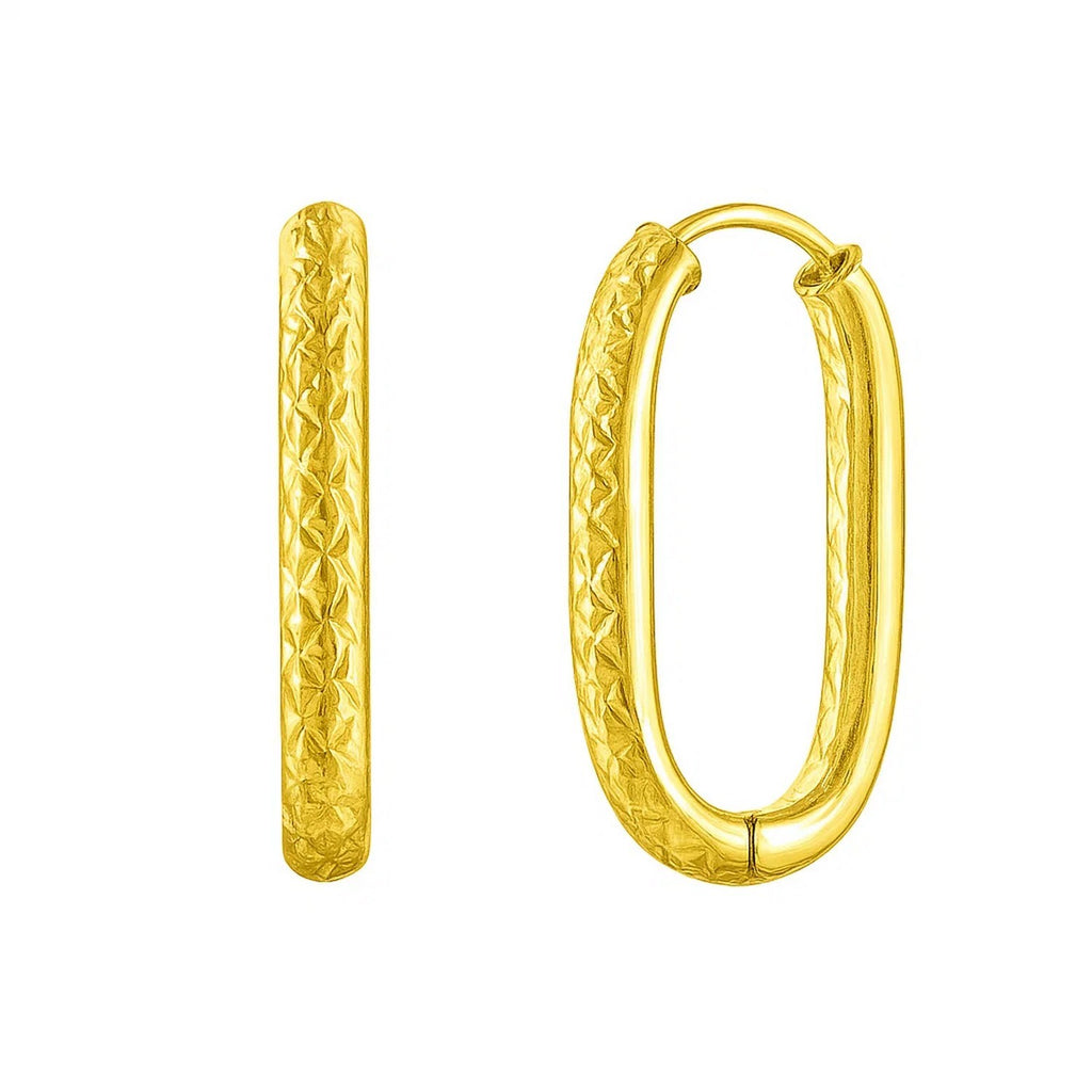 Endless Engraved Paperclip Hoop in 14K Yellow Gold