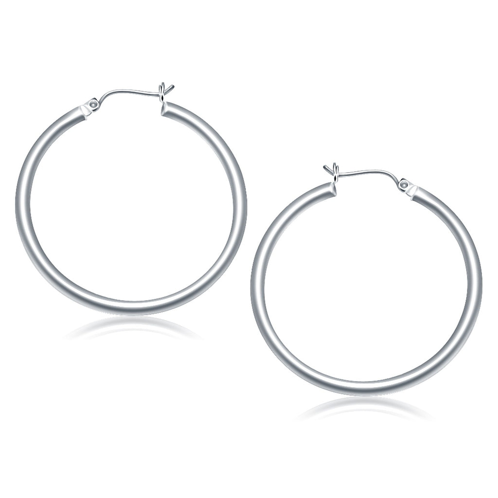 Polished Hoop in 14K White Gold