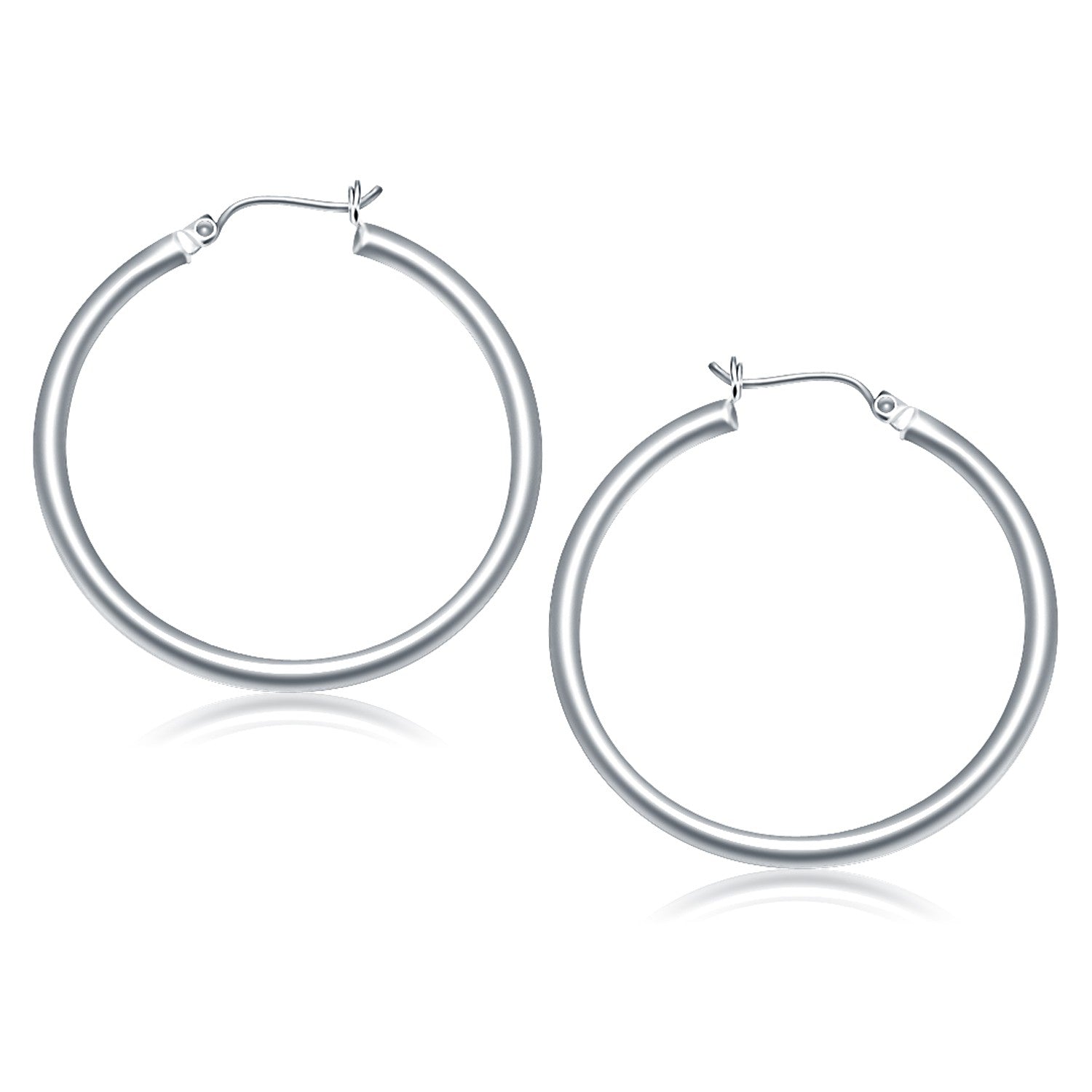 Polished Hoop in 14K White Gold