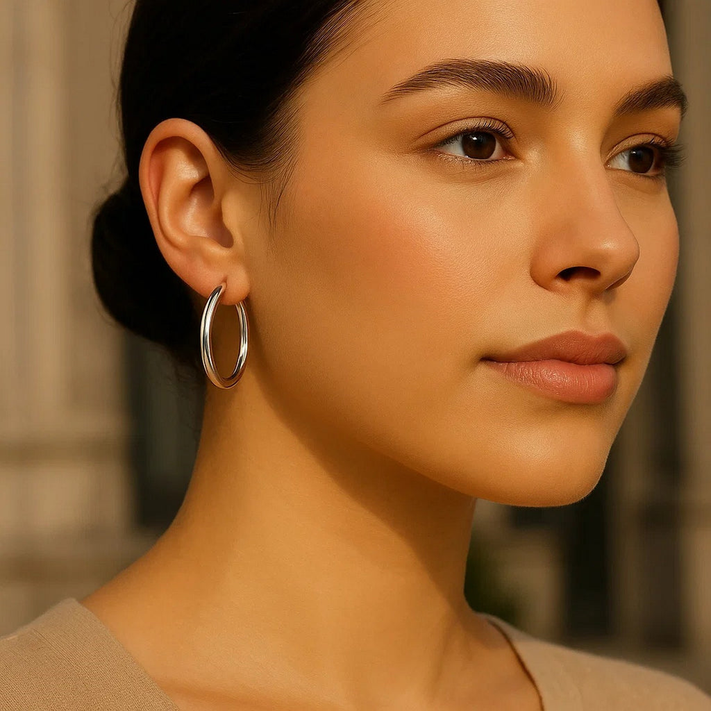 Polished Hoop in 14K White Gold