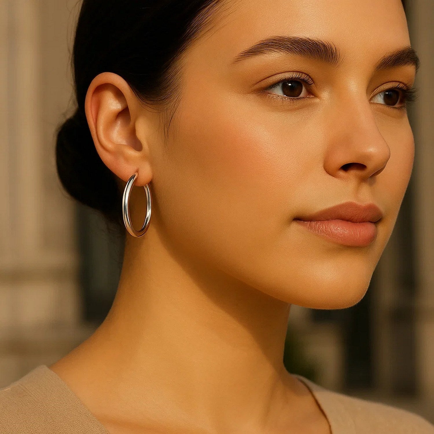 Polished Hoop in 14K White Gold