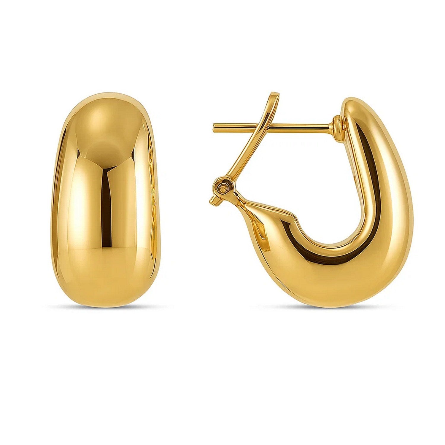 Fancy Omega Hoops in 14K Yellow Gold