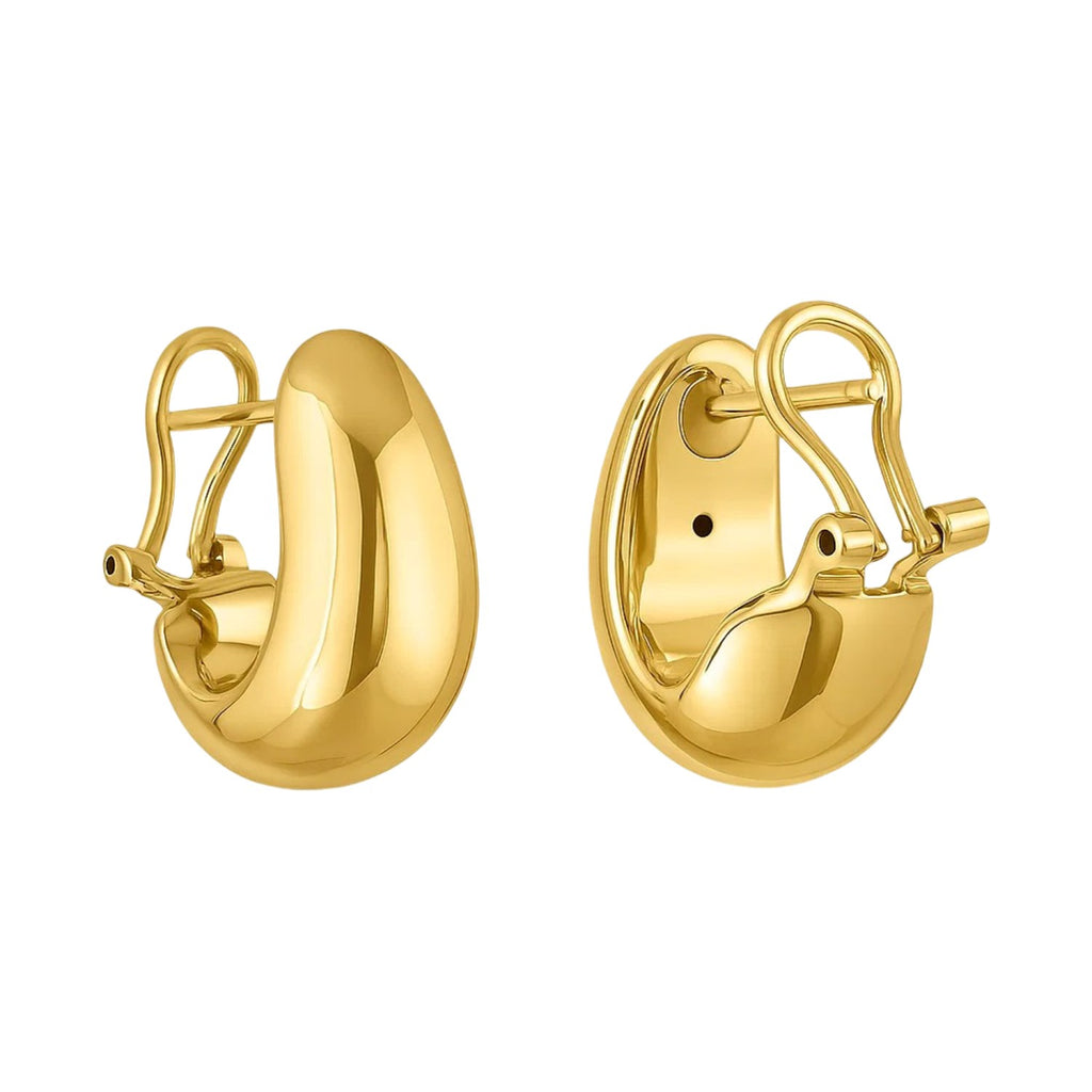 Fancy Omega Hoops in 14K Yellow Gold