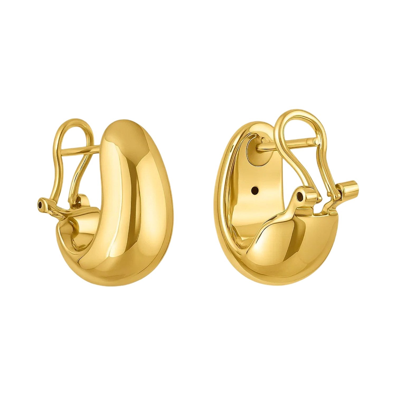 Fancy Omega Hoops in 14K Yellow Gold