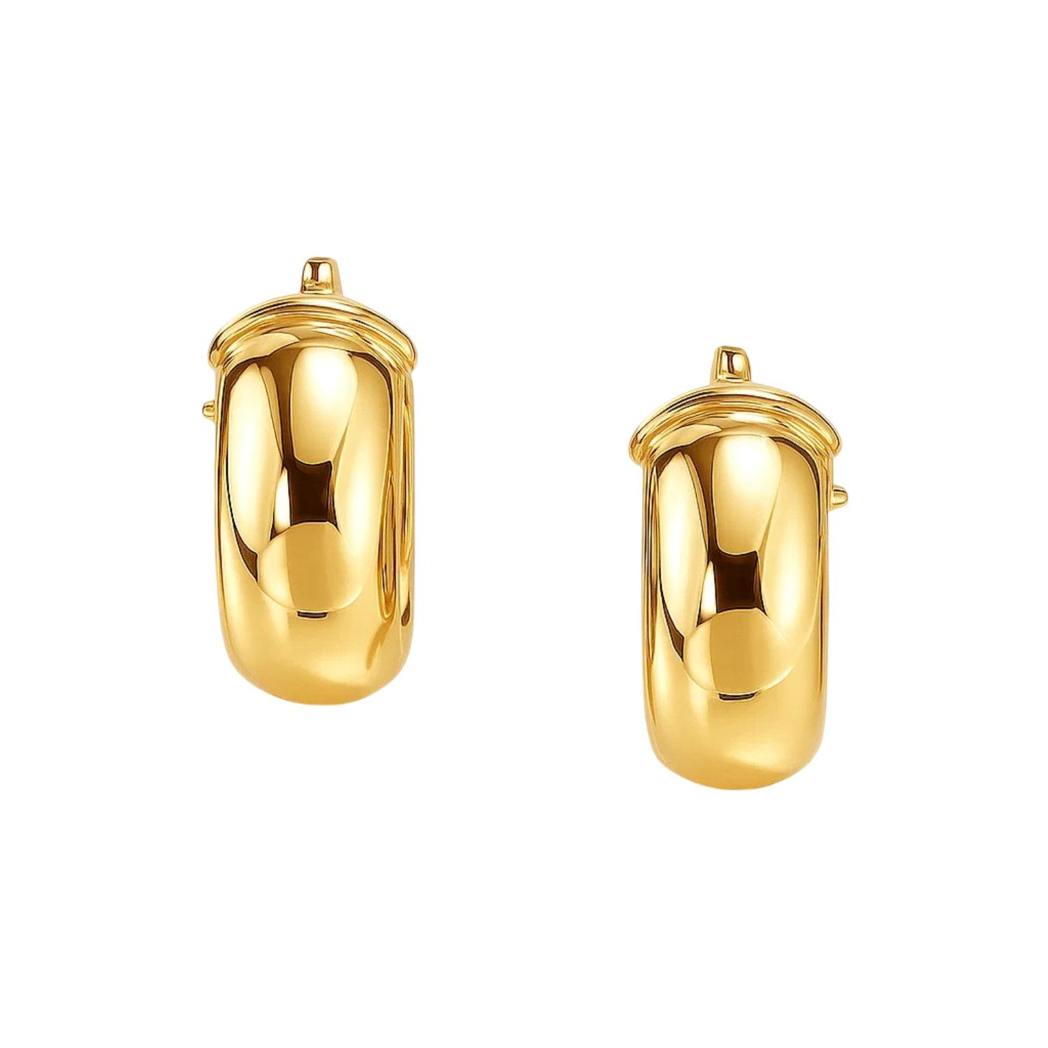 Wide Small Hoop with Snap Lock in 14K Yellow Gold