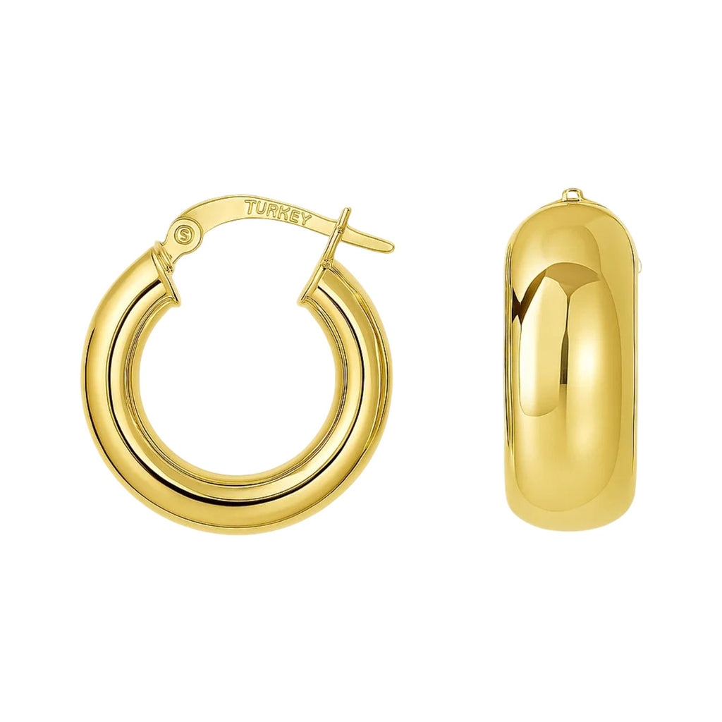 Wide Small Hoop with Snap Lock in 14K Yellow Gold