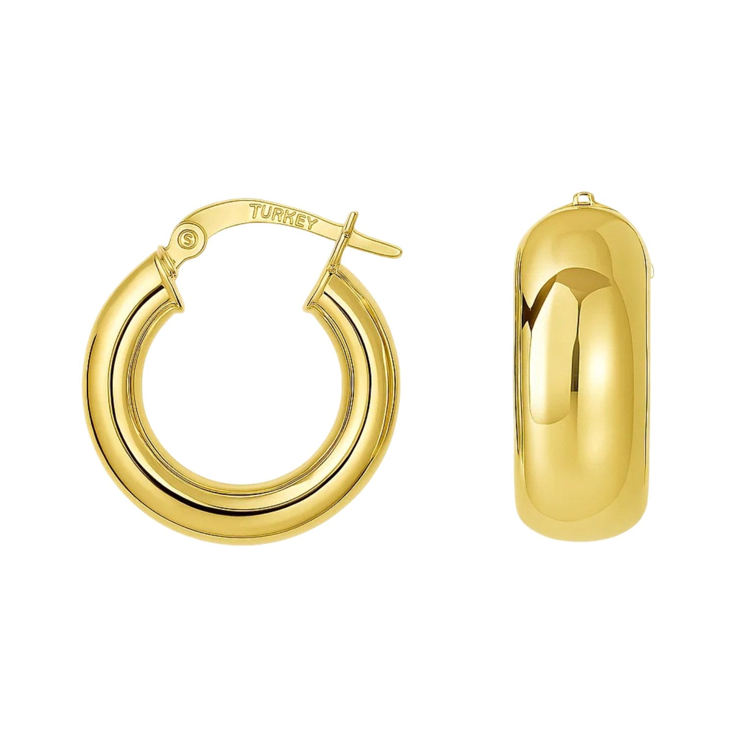 Wide Small Hoop with Snap Lock in 14K Yellow Gold