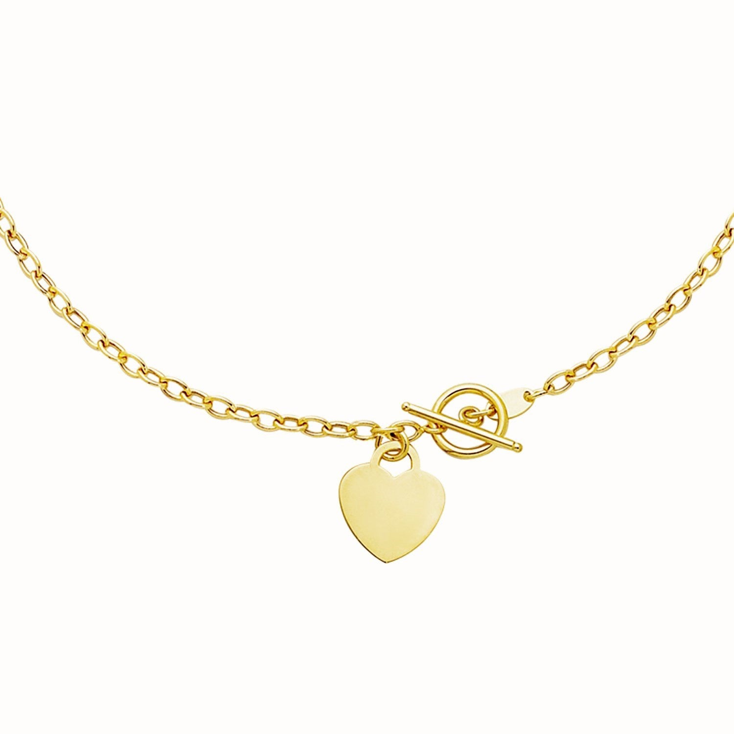 Toggle with Heart Charm in 14KT Yellow Gold