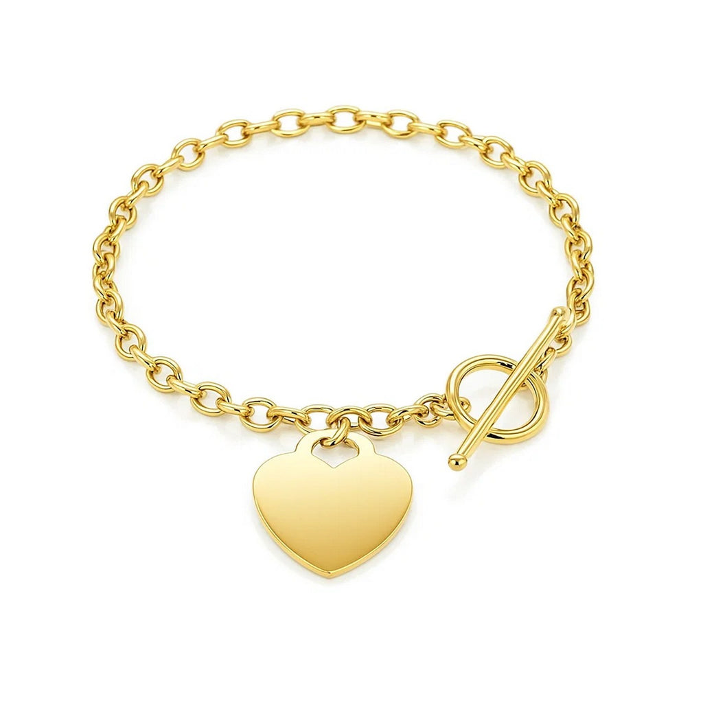 Toggle with Heart Charm in 14KT Yellow Gold