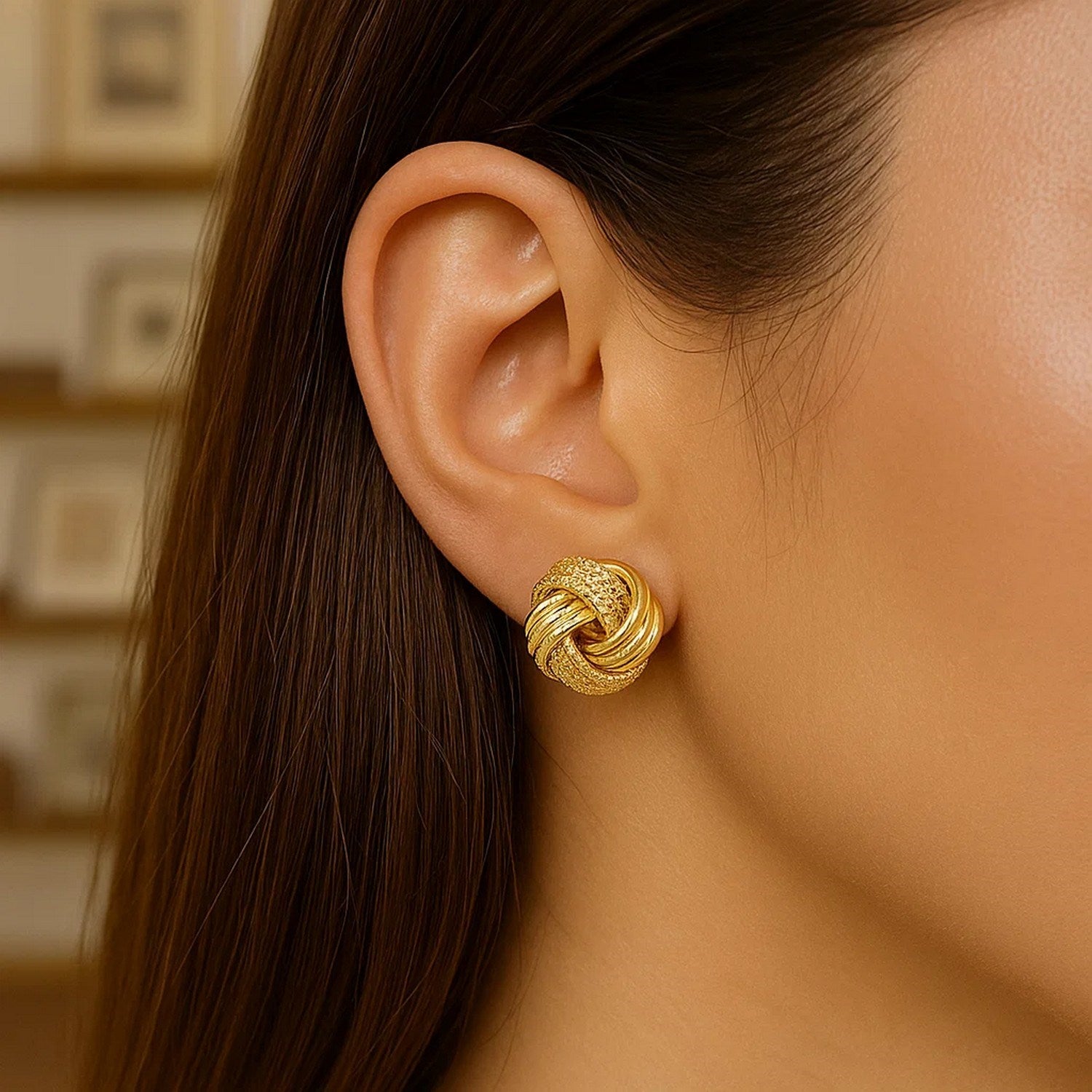 Interweaved Love Knot Stud in 14K Yellow Gold