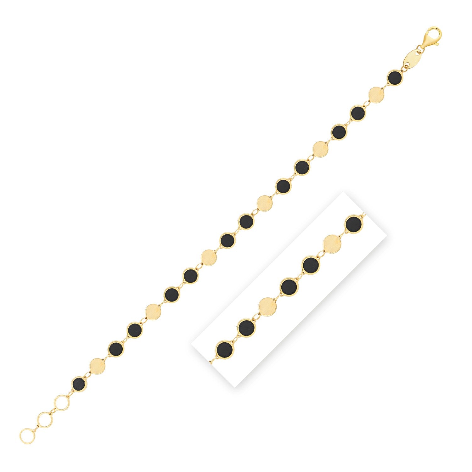 Black Onyx Gem Alternating in 14KT Yellow Gold