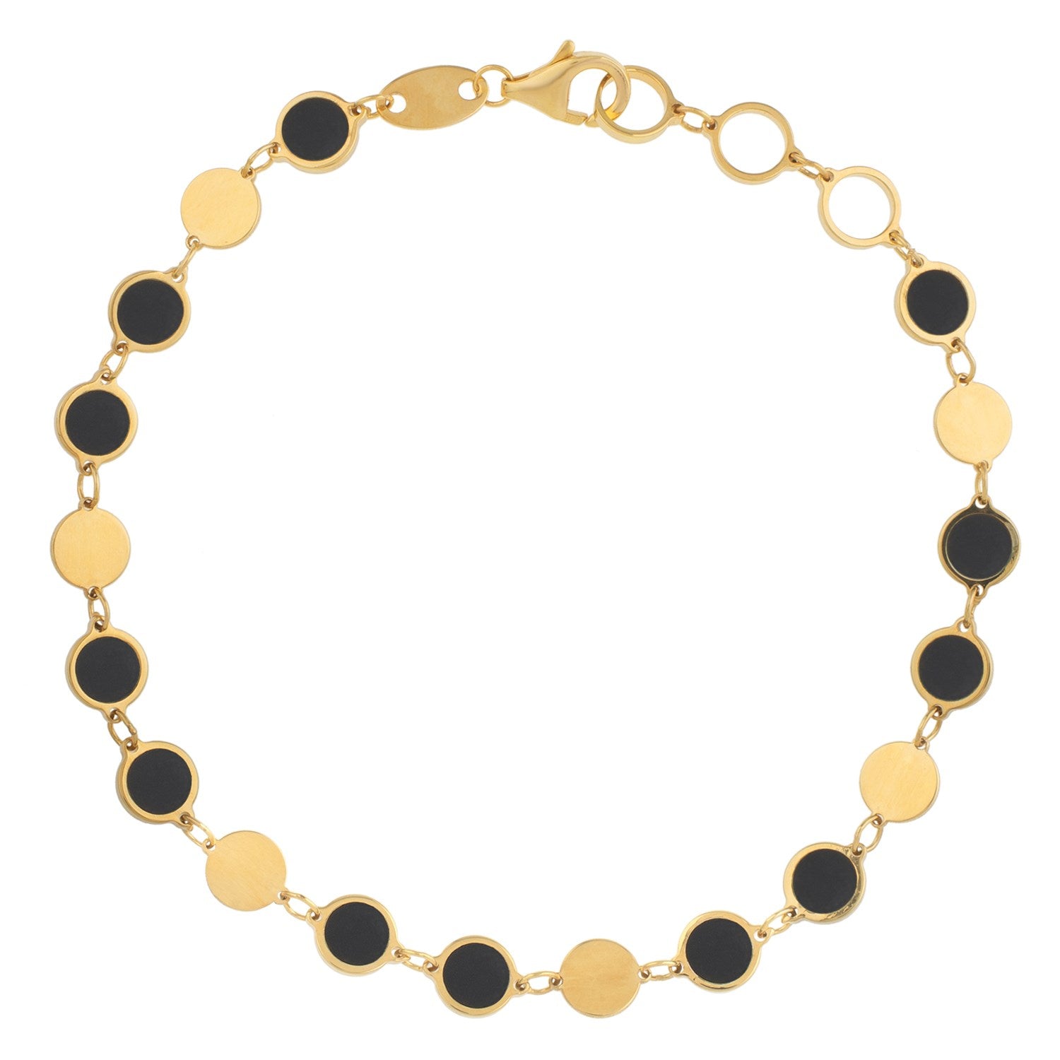 Black Onyx Gem Alternating in 14KT Yellow Gold
